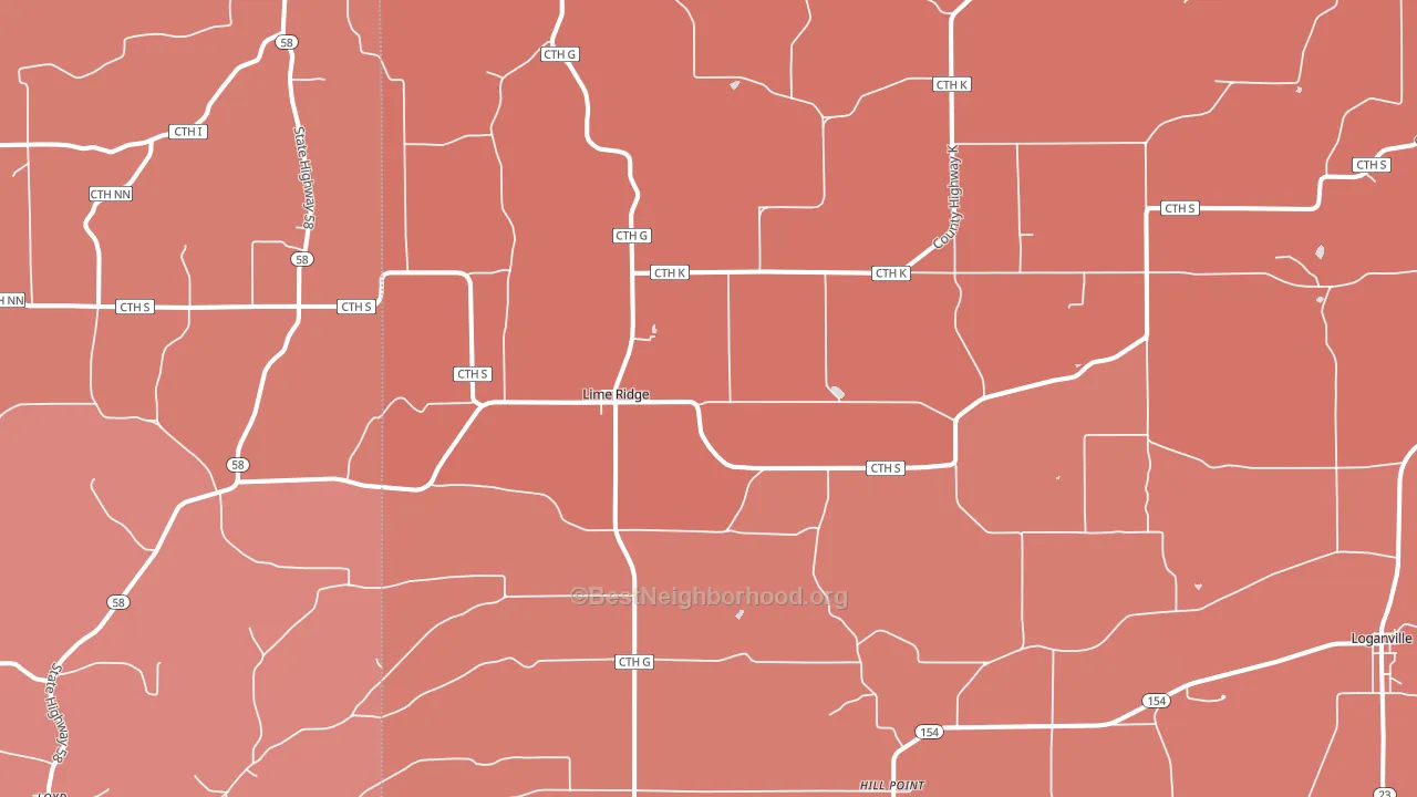 Lime Ridge, WI block-group political-lean map