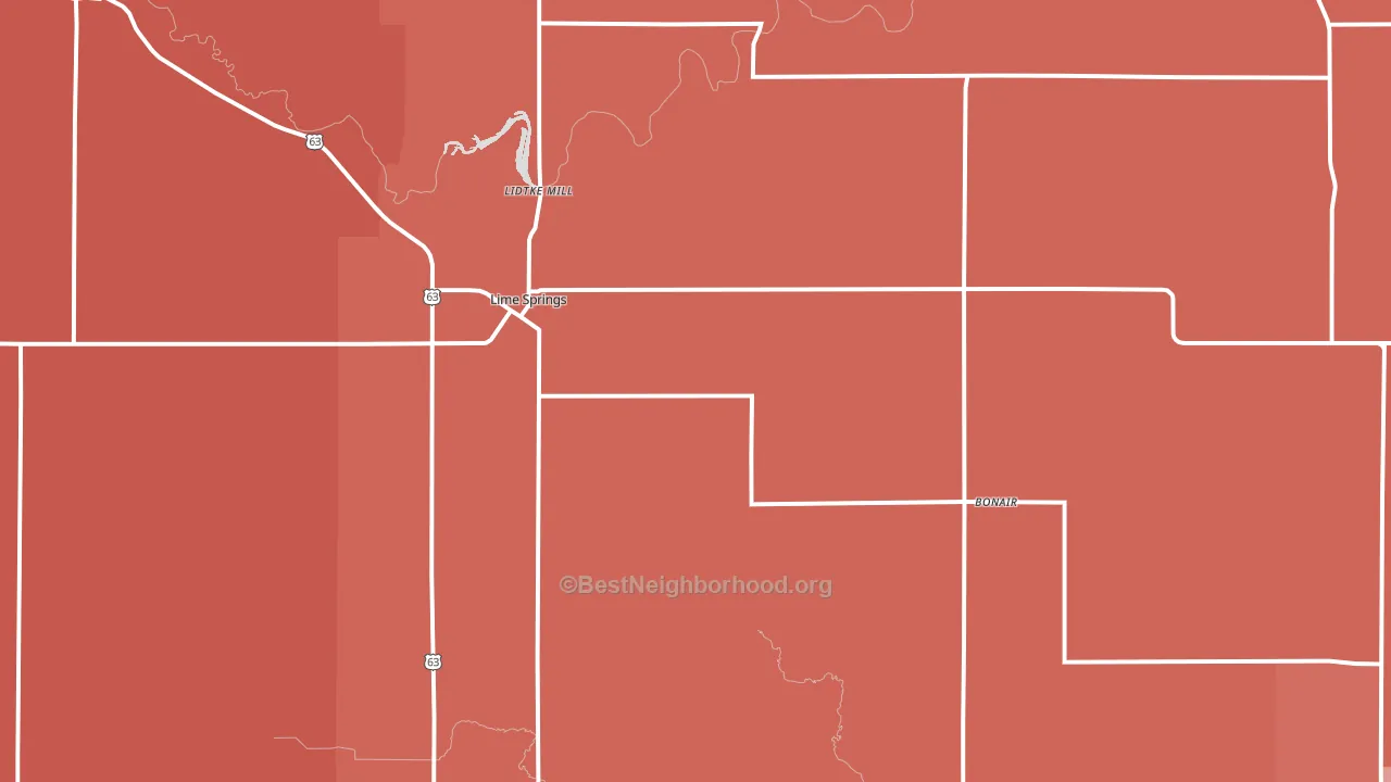 Lime Springs, IA block-group political-lean map