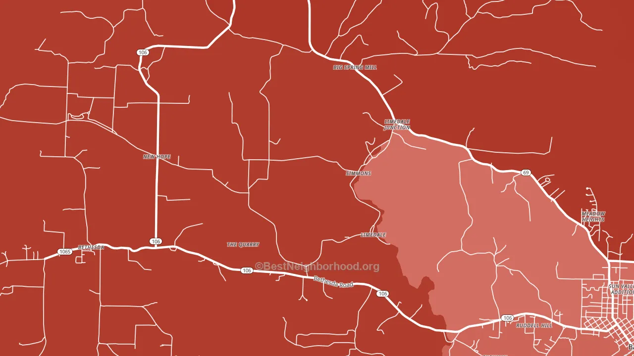 Limedale, AR block-group political-lean map