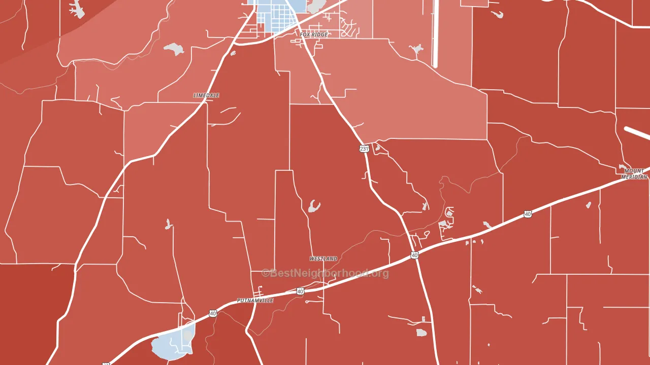Limedale, IN block-group political-lean map