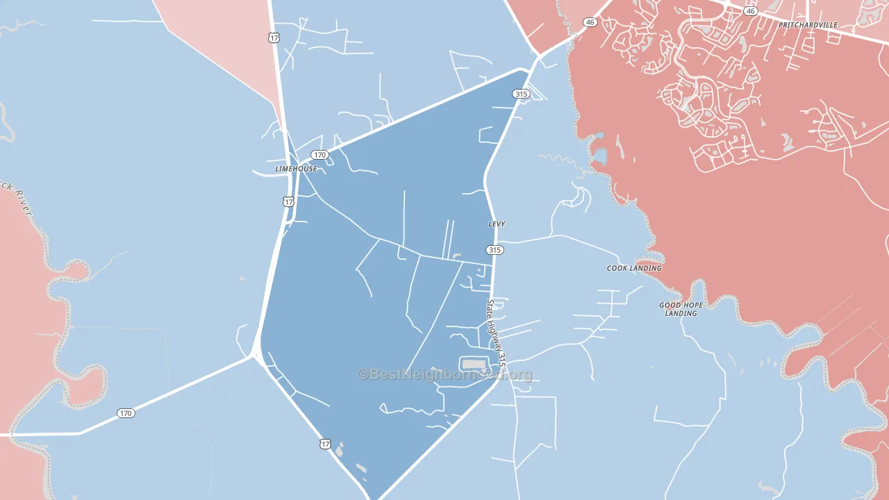 Limehouse, SC block-group political-lean map