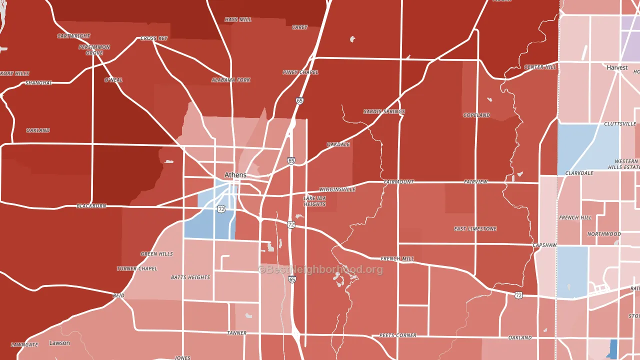 Limestone County, AL block-group political-lean map
