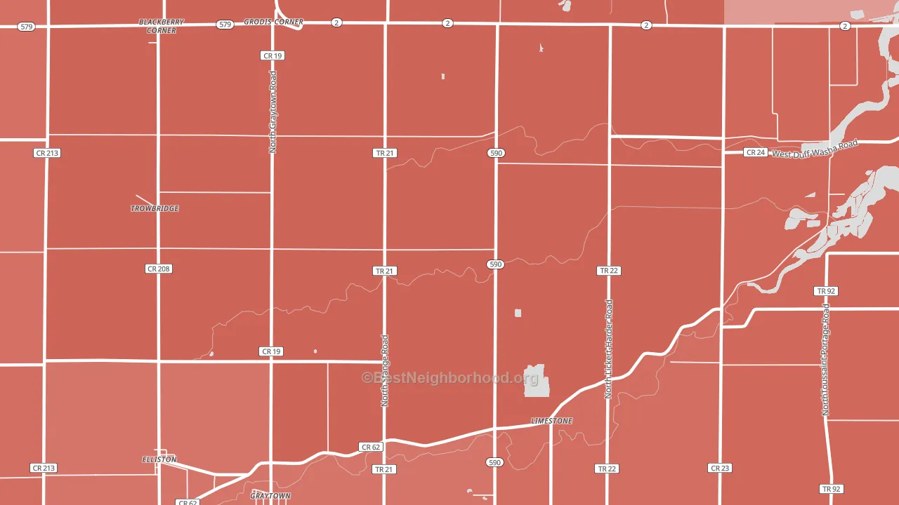 Limestone, OH block-group political-lean map