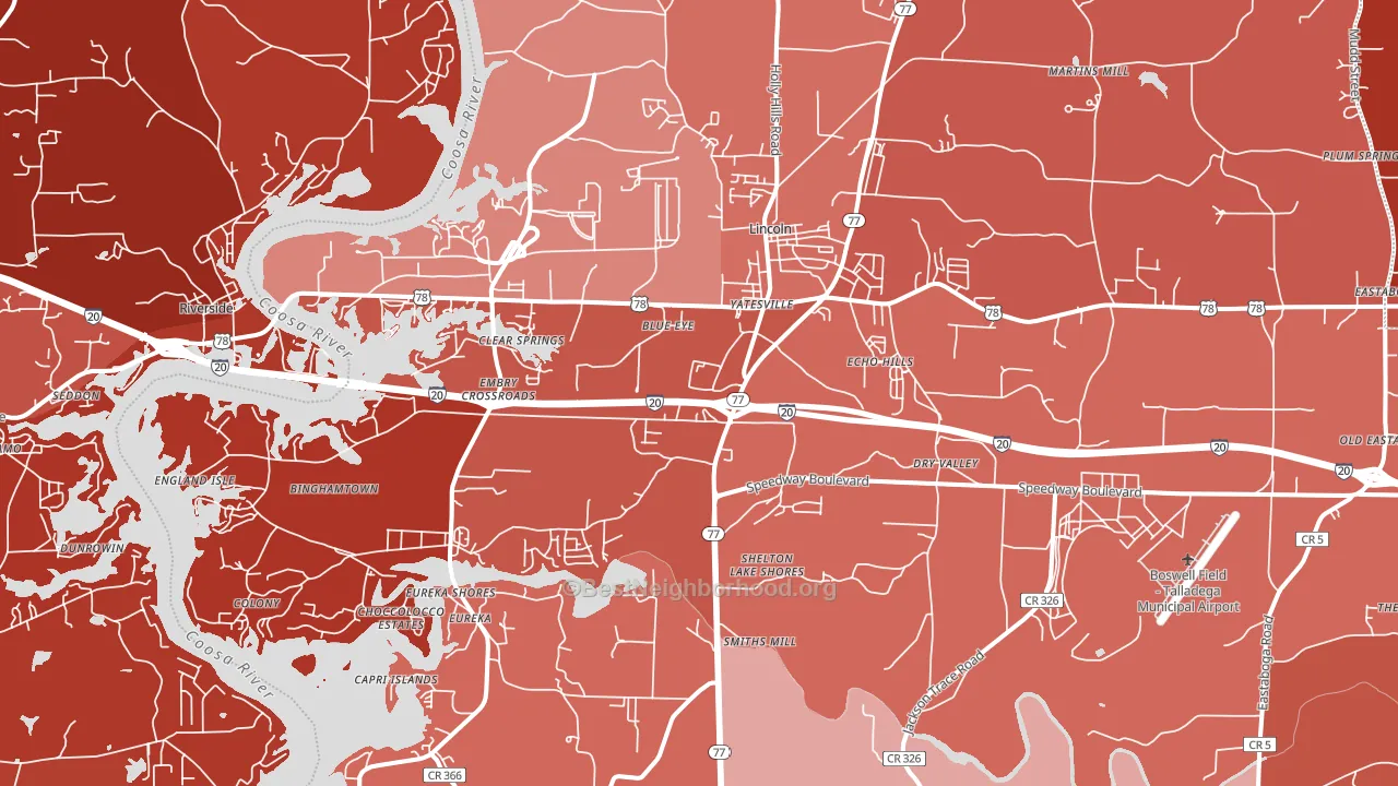 Lincoln, AL block-group political-lean map