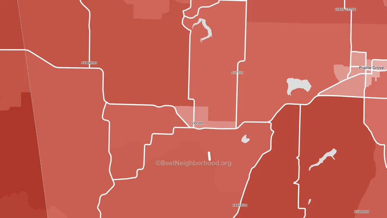 Lincoln, AR block-group political-lean map
