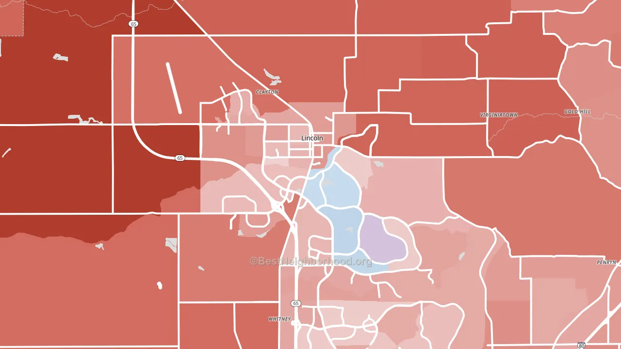 Lincoln, CA block-group political-lean map