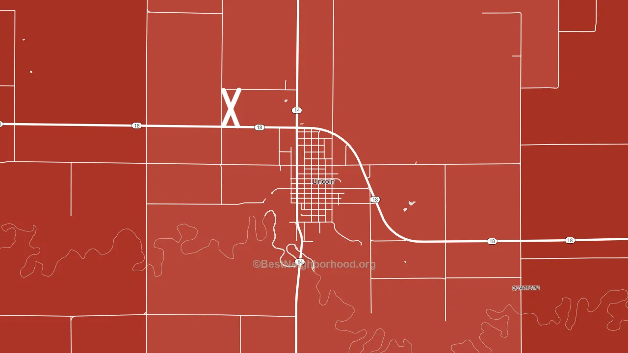 Lincoln Center, KS block-group political-lean map