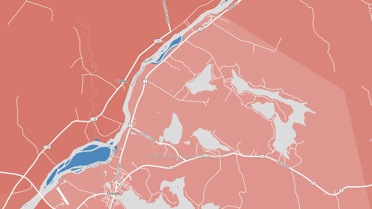Lincoln Center, ME block-group political-lean map