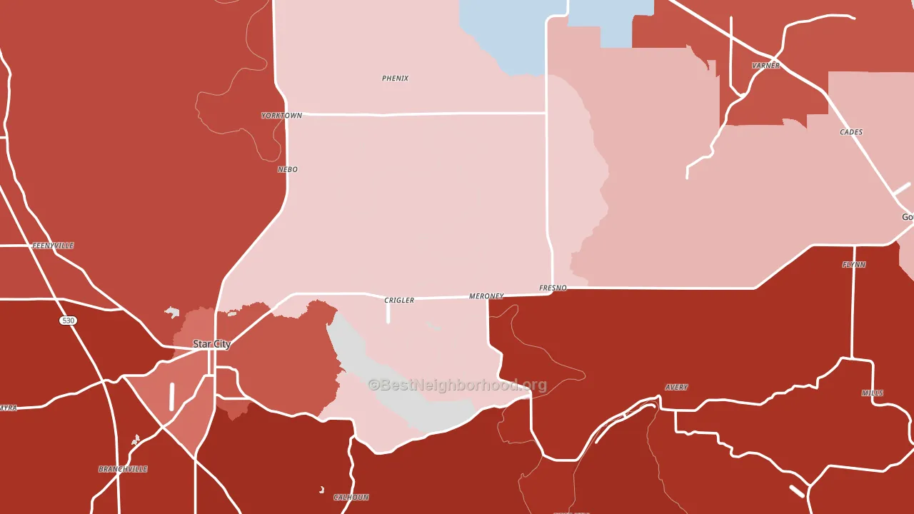 Lincoln County, AR block-group political-lean map