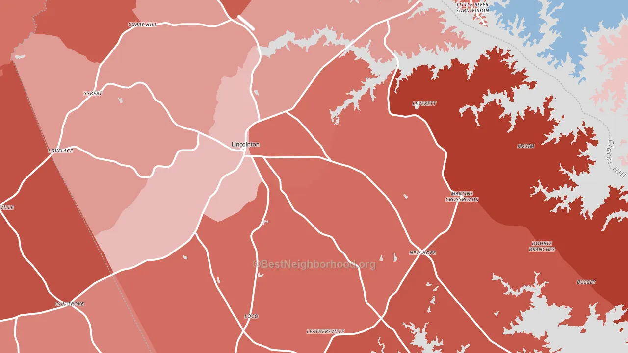 Lincoln County, GA block-group political-lean map
