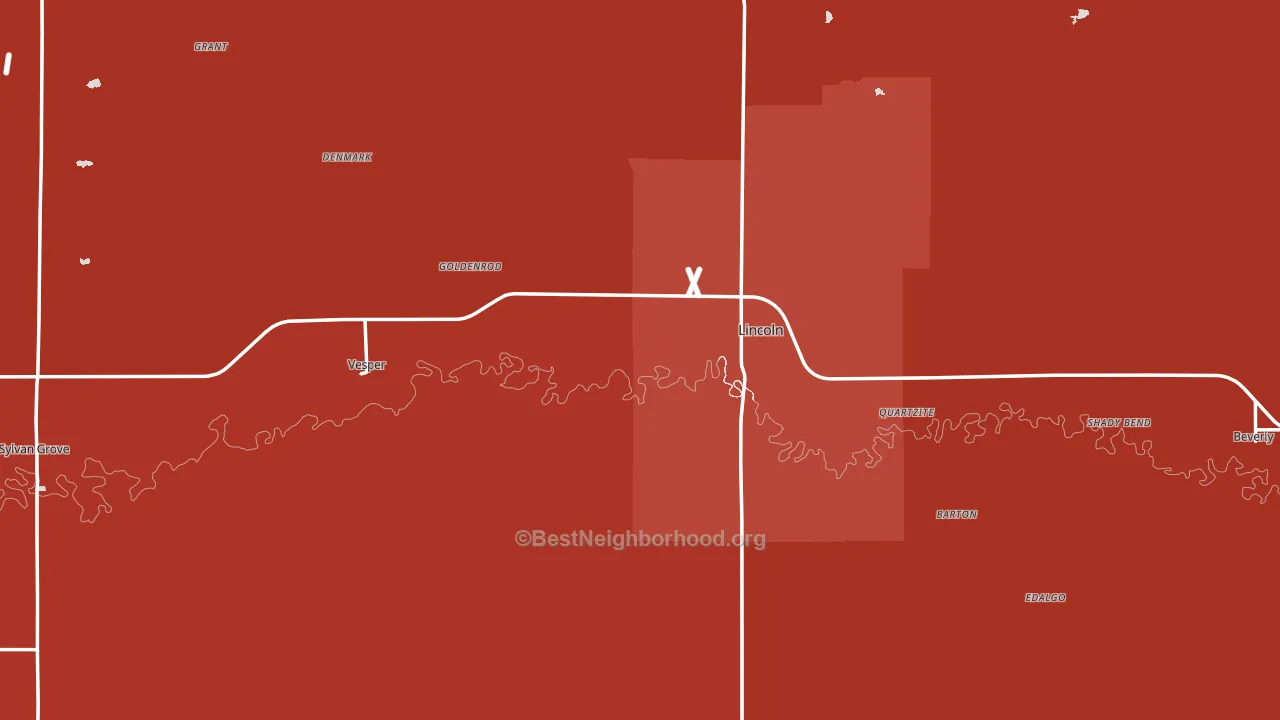 Lincoln County, KS block-group political-lean map