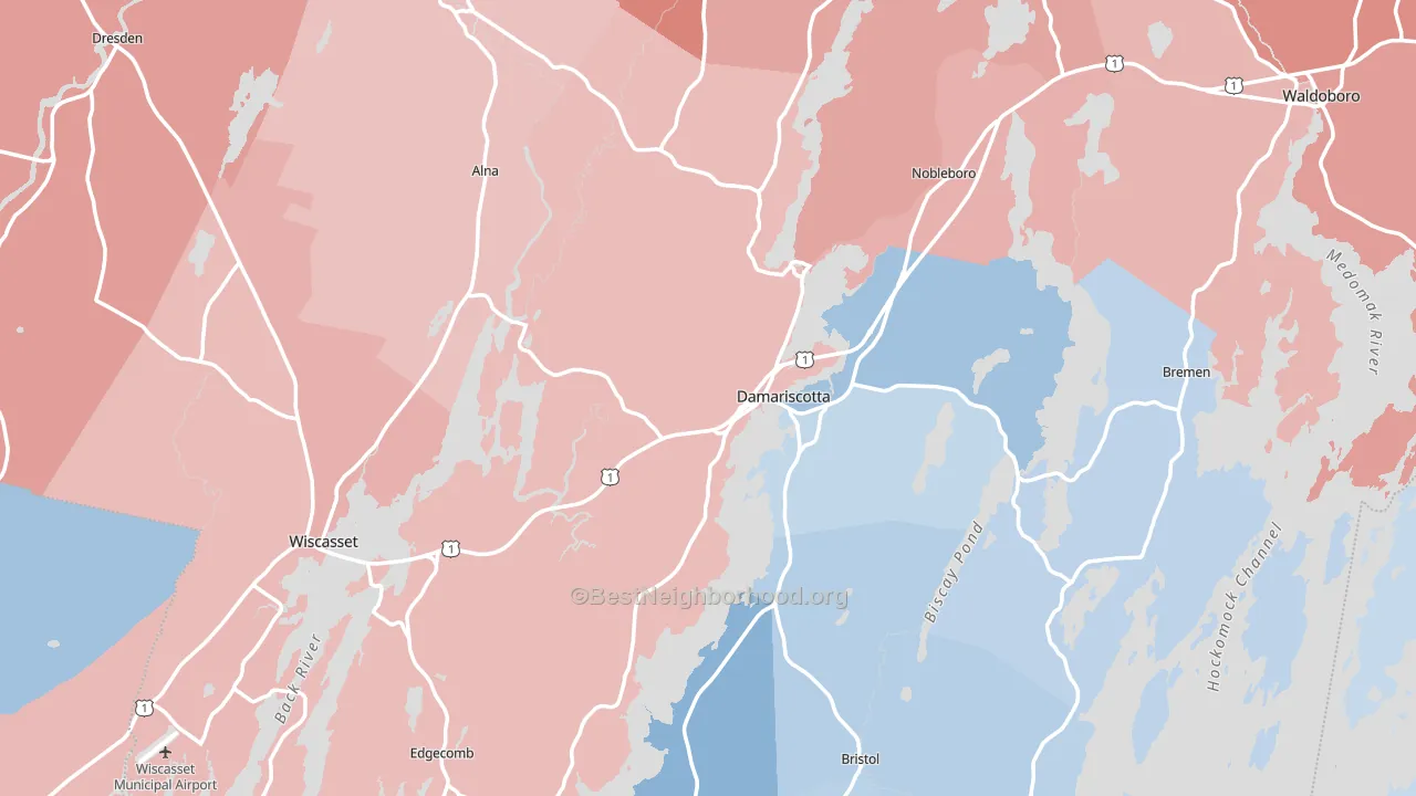Lincoln County, ME block-group political-lean map