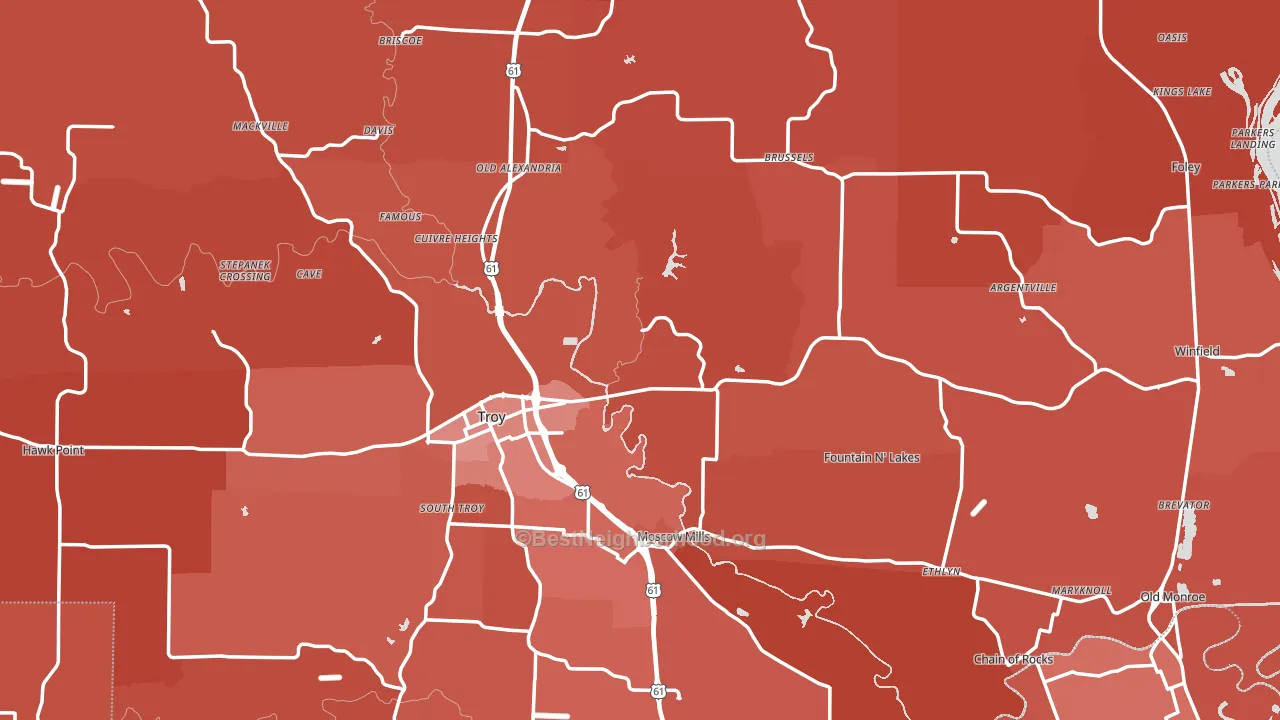 Lincoln County, MO block-group political-lean map