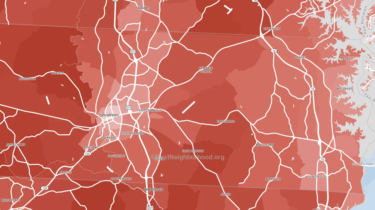 Lincoln County, NC block-group political-lean map