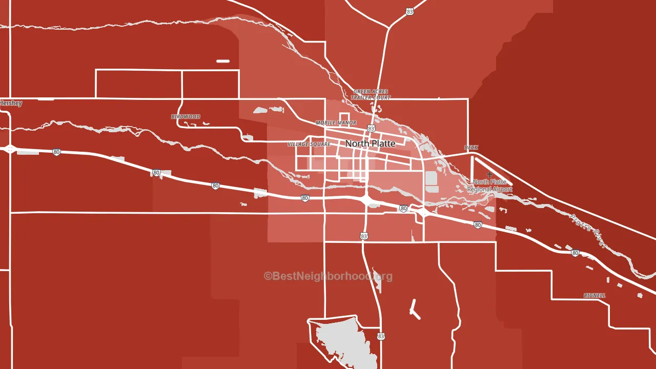 Lincoln County, NE block-group political-lean map