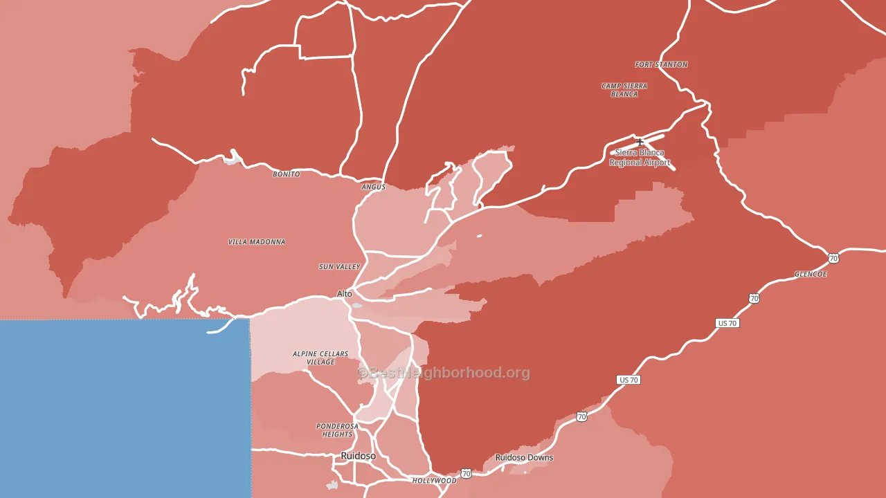 Lincoln County, NM block-group political-lean map