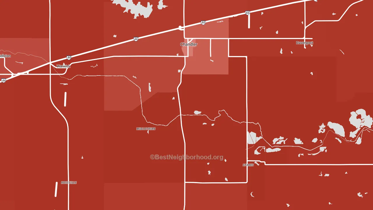 Lincoln County, OK block-group political-lean map