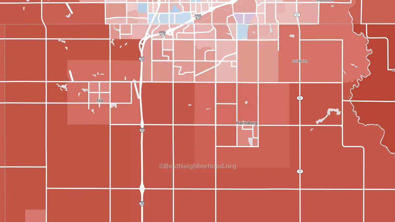 Lincoln County, SD block-group political-lean map