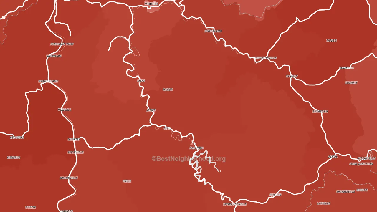 Lincoln County, WV block-group political-lean map
