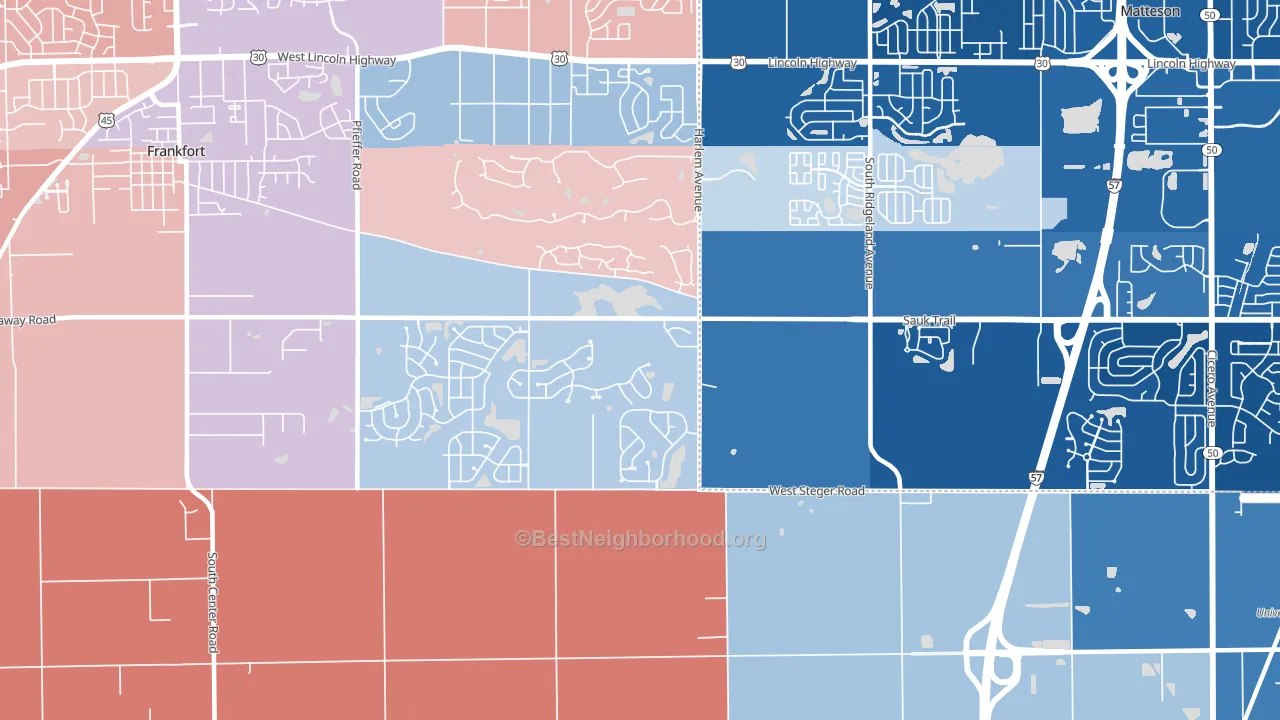 Lincoln Estates, IL block-group political-lean map