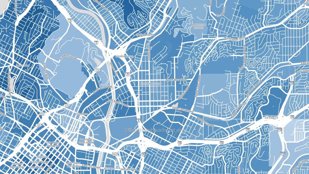 Lincoln Heights, Los Angeles, CA block-group political-lean map