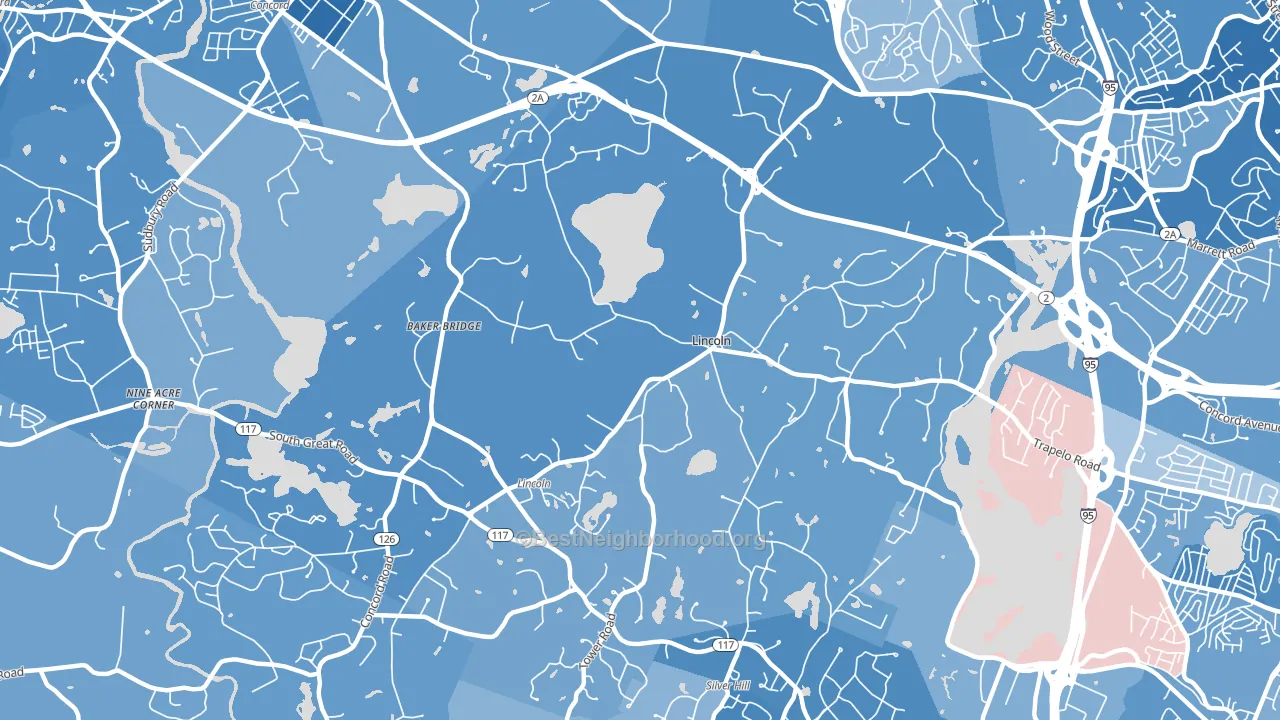 Lincoln, MA block-group political-lean map