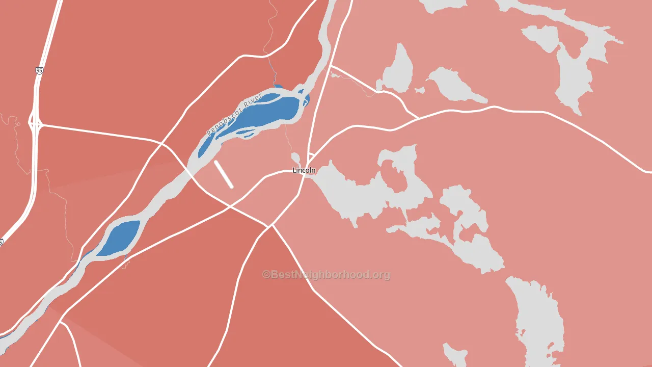 Lincoln, ME block-group political-lean map