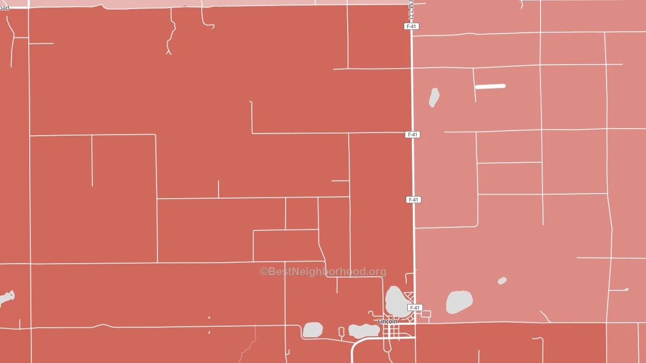 Lincoln, MI block-group political-lean map