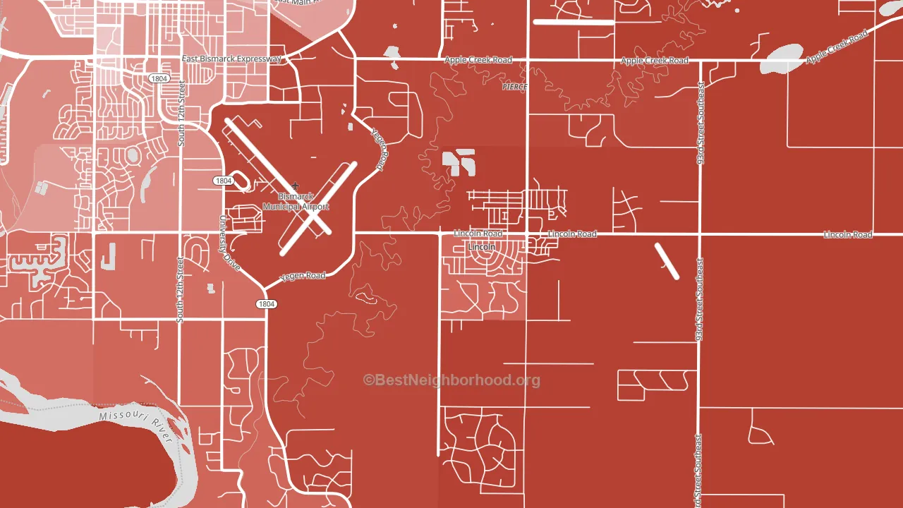 Lincoln, ND block-group political-lean map