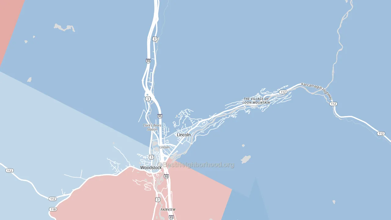 Lincoln, NH block-group political-lean map