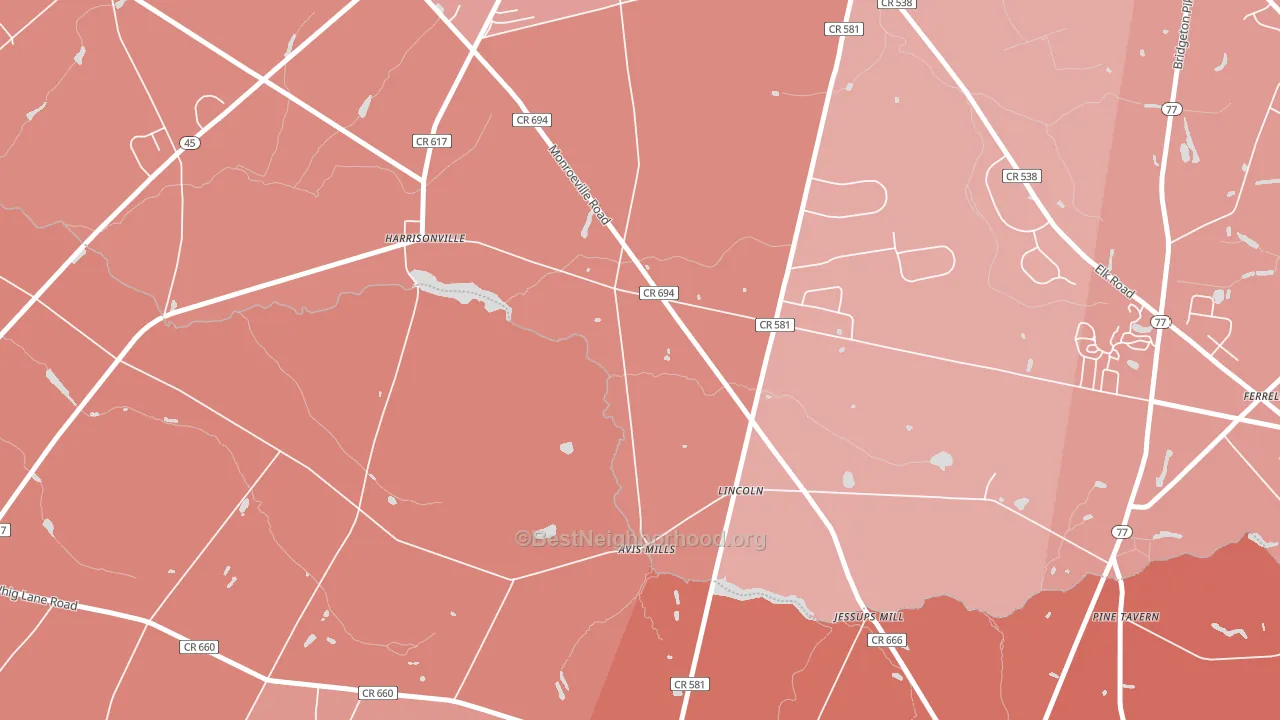 Lincoln, NJ block-group political-lean map