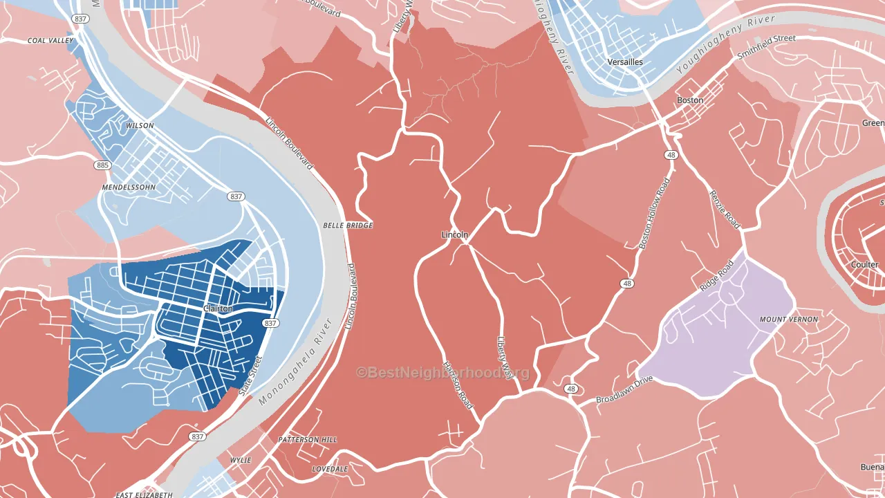 Lincoln, PA block-group political-lean map