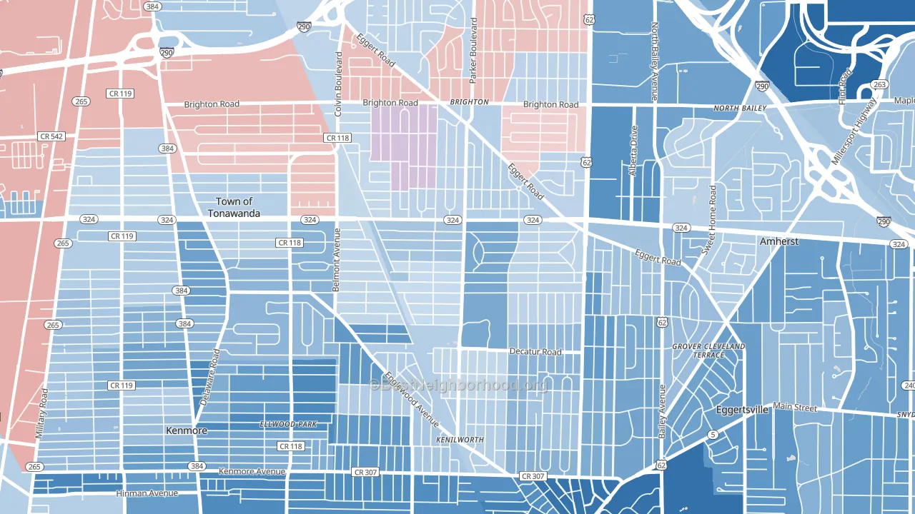 Lincoln Park-Buffalo, Tonawanda, NY block-group political-lean map