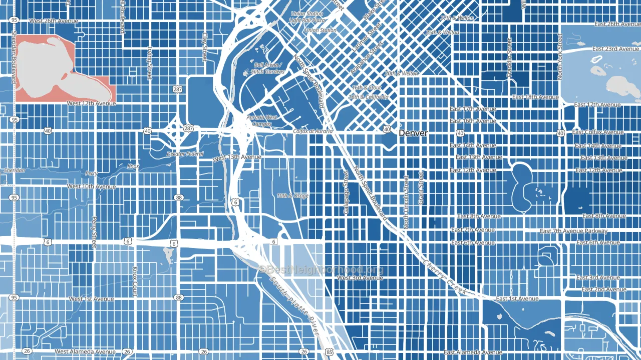 Lincoln Park, Denver, CO block-group political-lean map