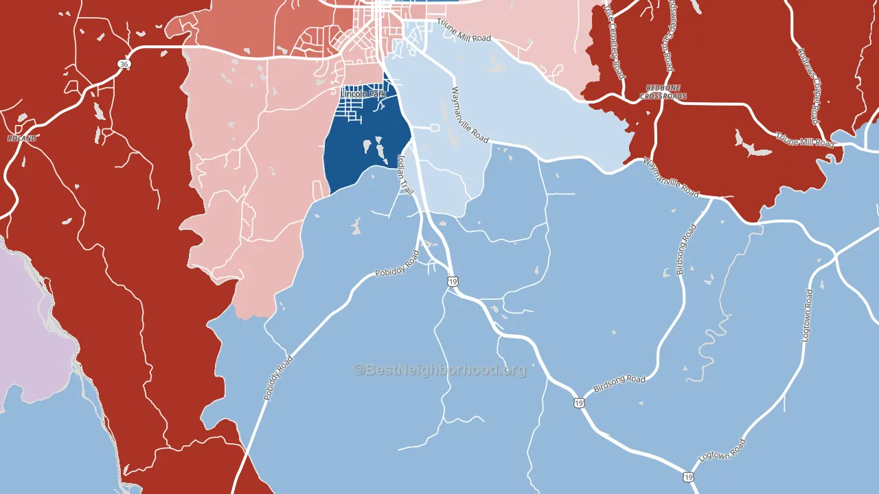 Lincoln Park, GA block-group political-lean map