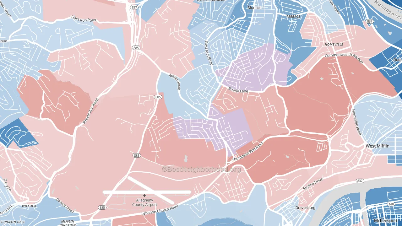 Lincoln Place, Pittsburgh, PA block-group political-lean map