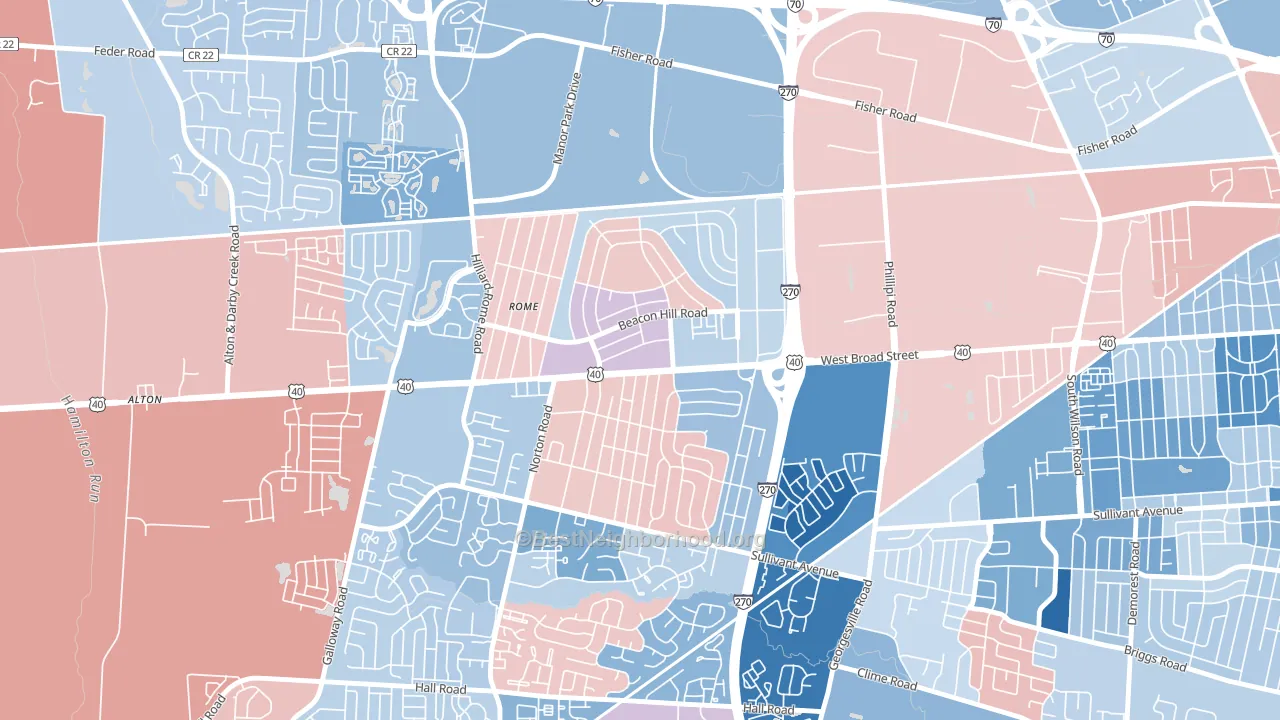 Lincoln Village, OH block-group political-lean map