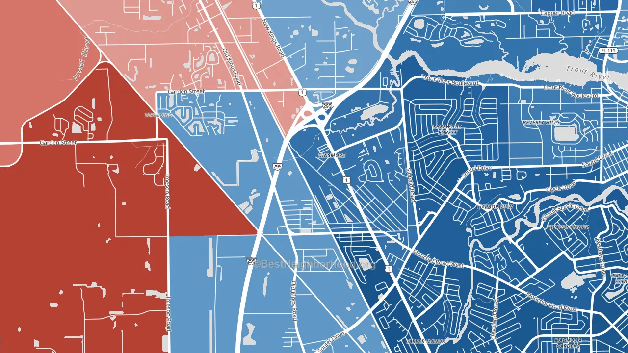 Lincoln Villas, Jacksonville, FL block-group political-lean map