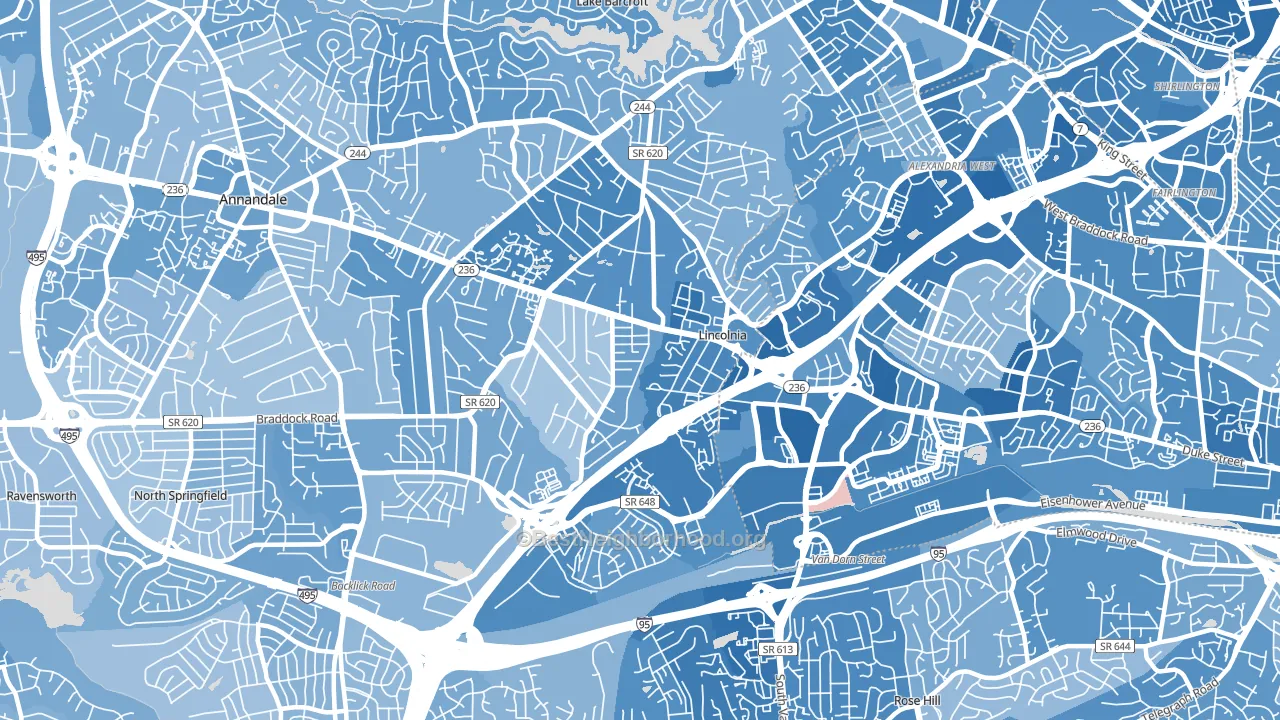 Lincolnia, VA block-group political-lean map