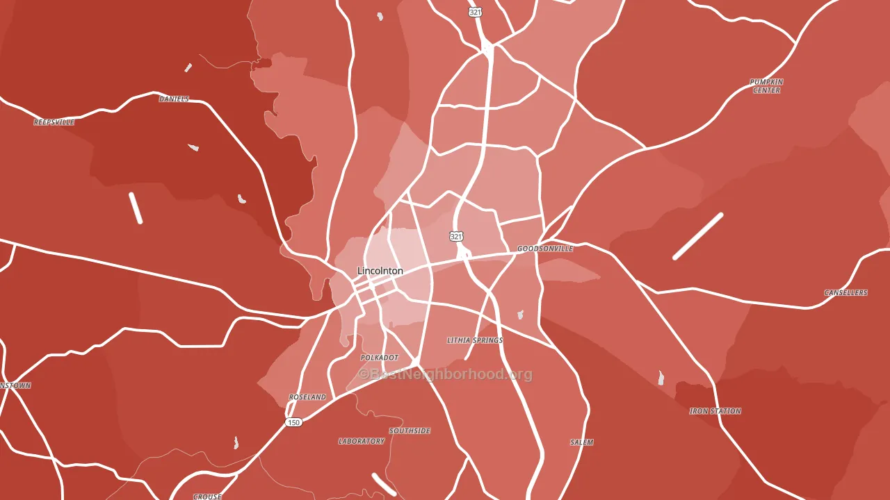 Lincolnton, NC block-group political-lean map