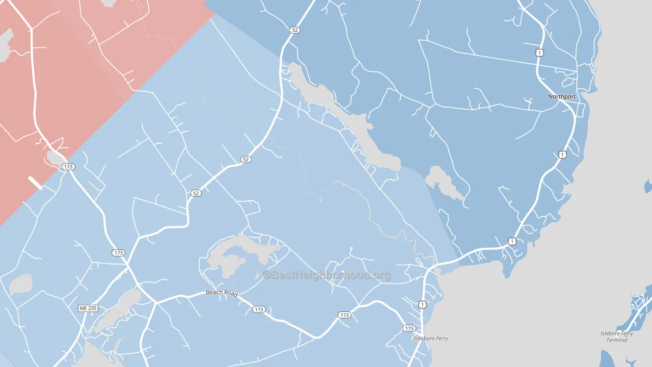 Lincolnville, ME block-group political-lean map