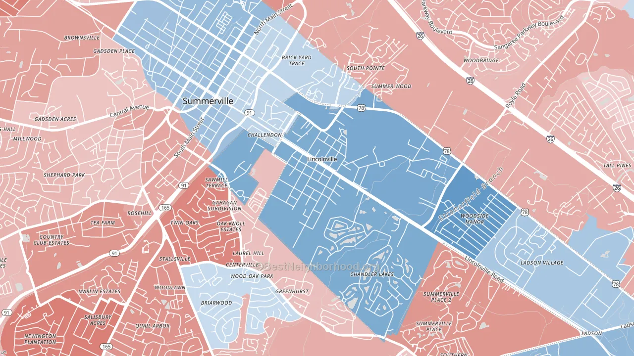 Lincolnville, SC block-group political-lean map