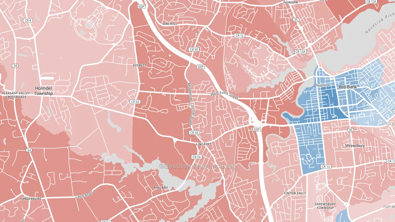 Lincroft, NJ block-group political-lean map