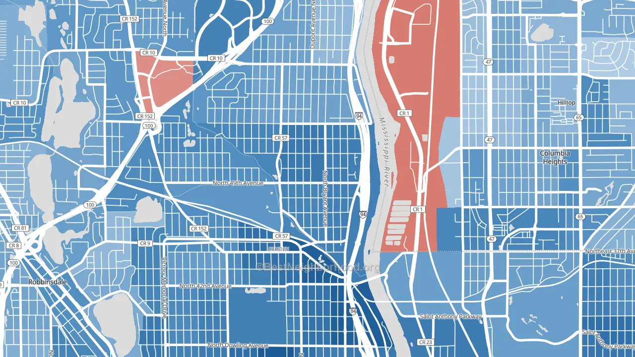 Lind-Bohanon, Minneapolis, MN block-group political-lean map