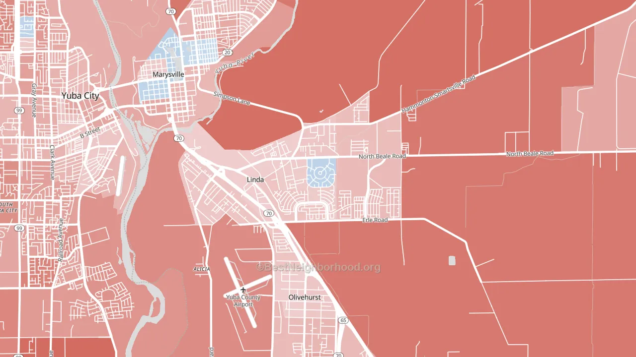 Linda, CA block-group political-lean map