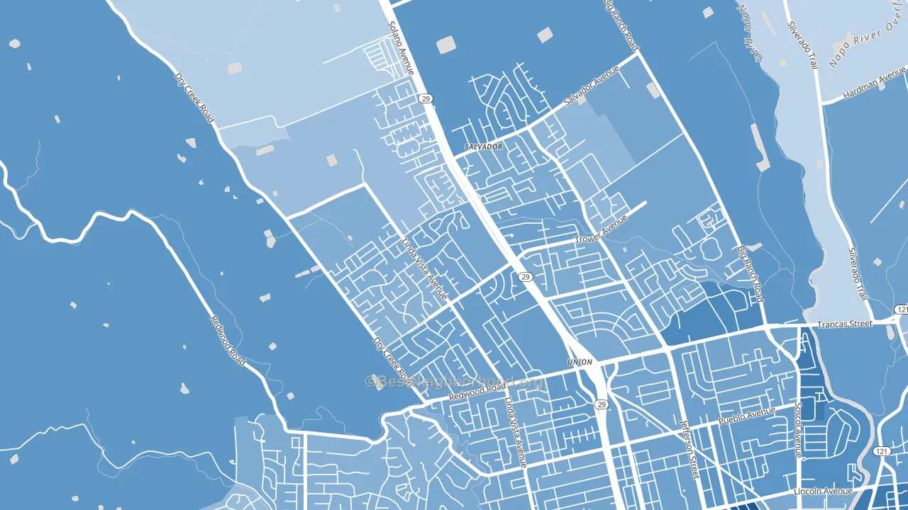 Linda Vista-San Francisco, Napa, CA block-group political-lean map