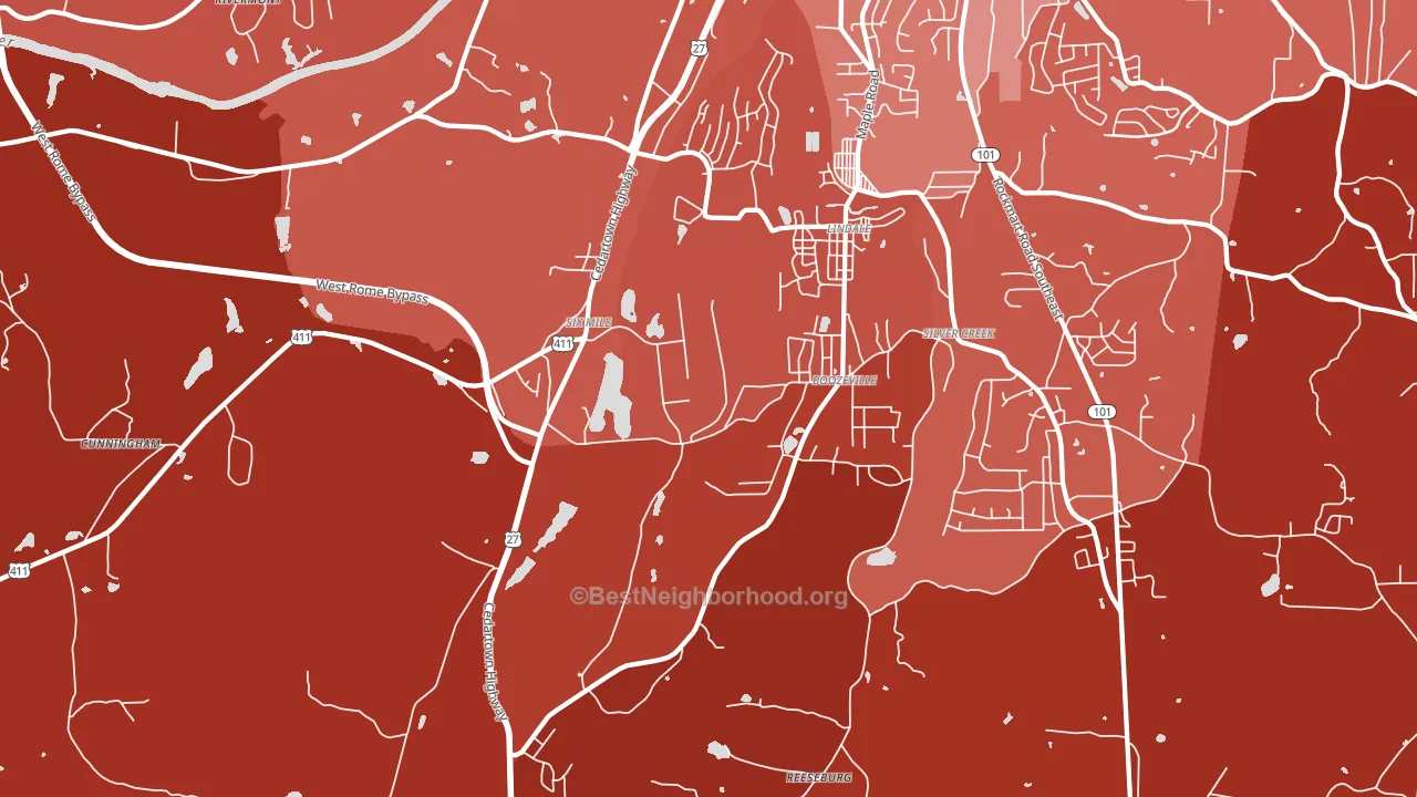 Lindale, GA block-group political-lean map