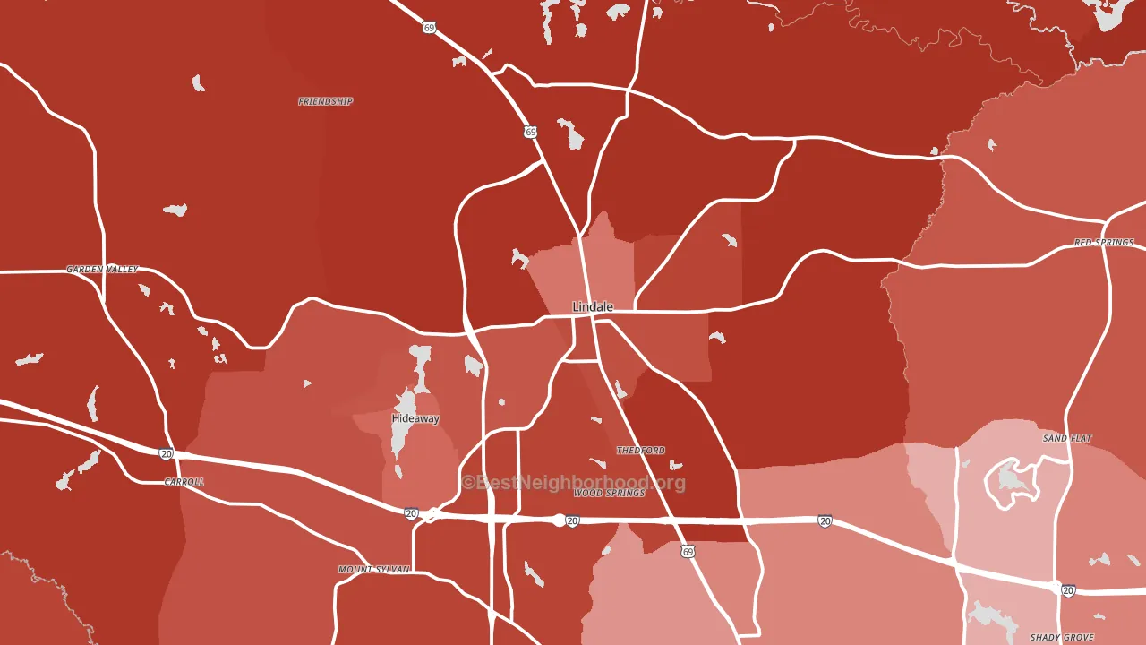 Lindale, TX block-group political-lean map