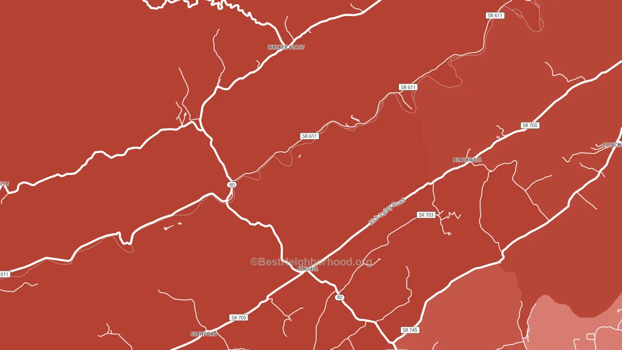Lindell, VA block-group political-lean map