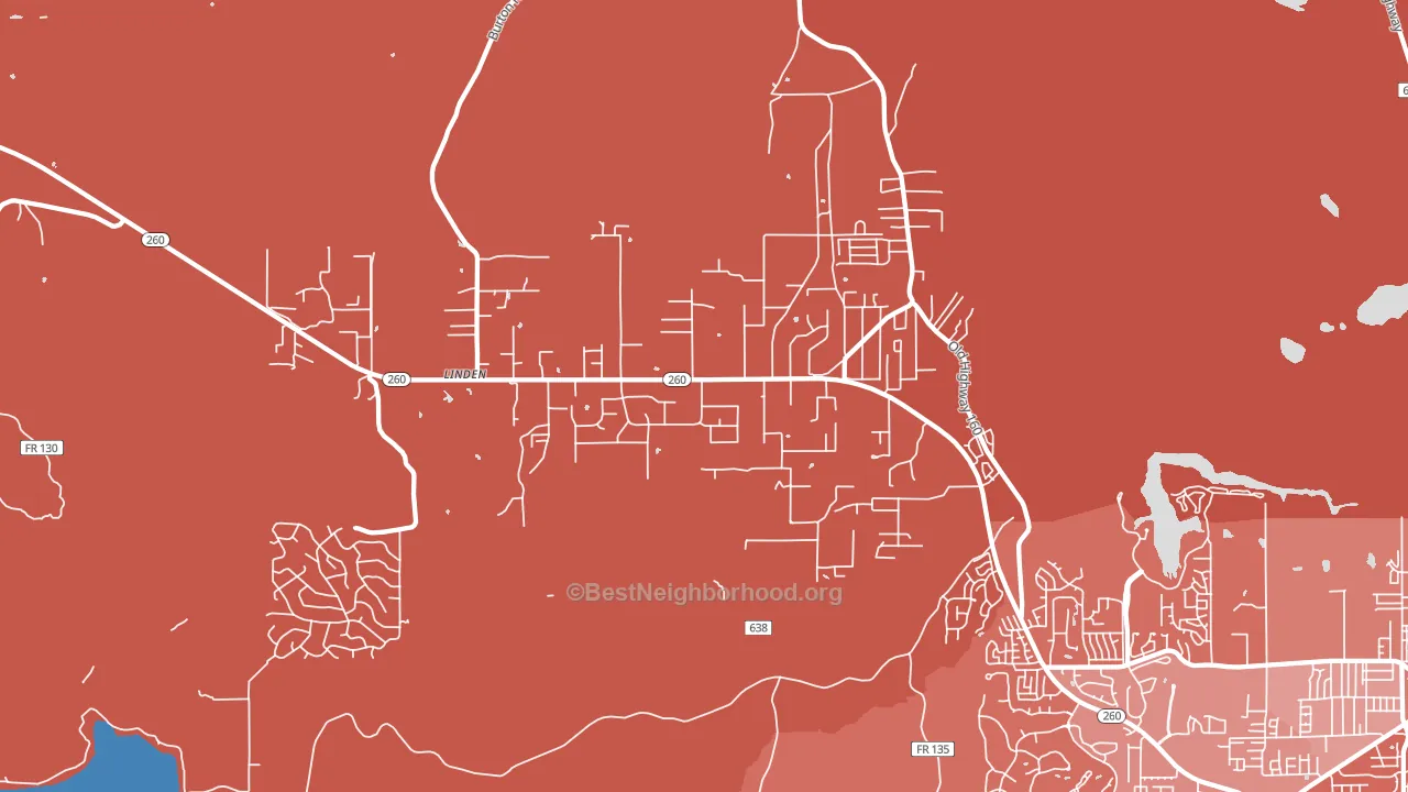 Linden, AZ block-group political-lean map
